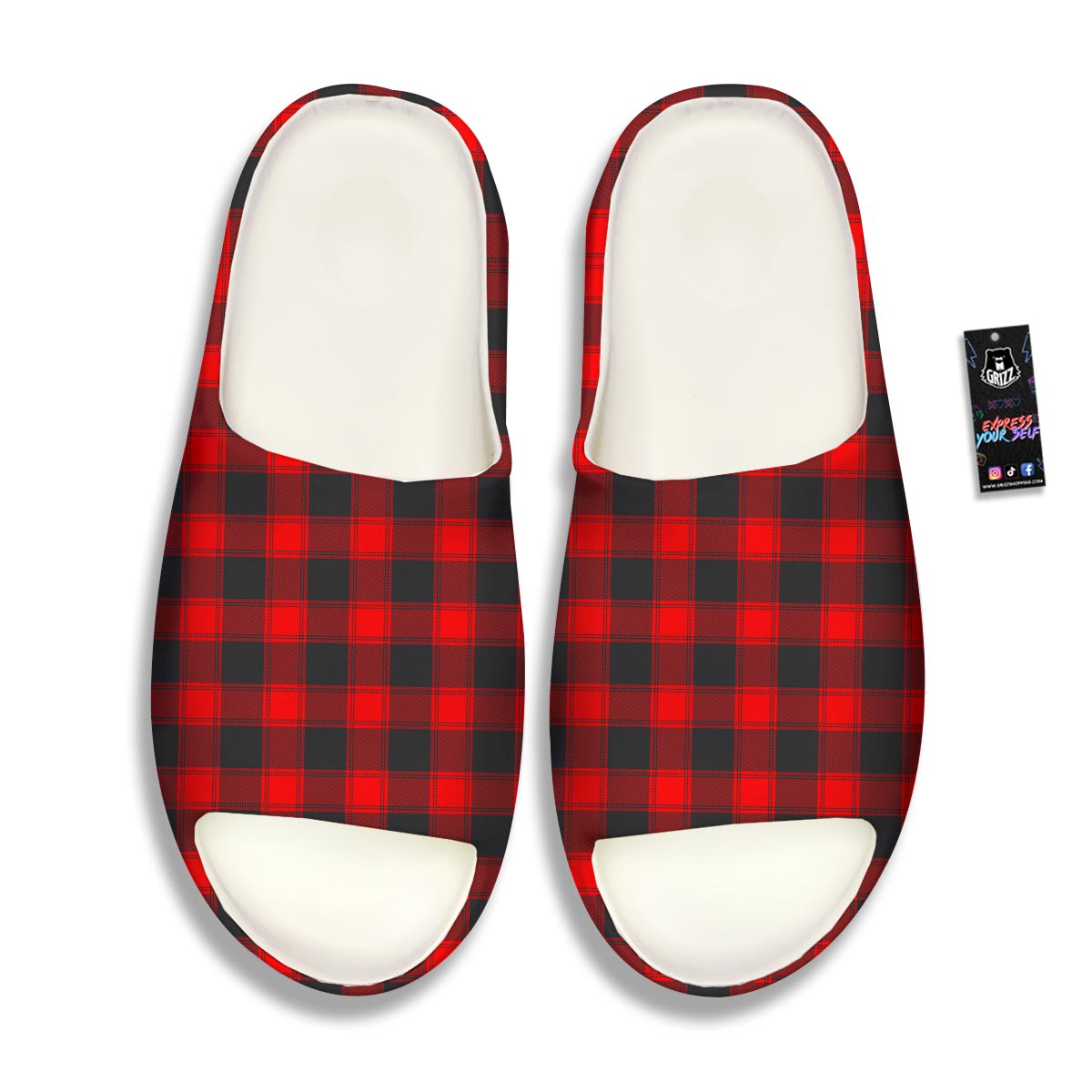 Check Black And Red Print Pattern Sandals-grizzshop