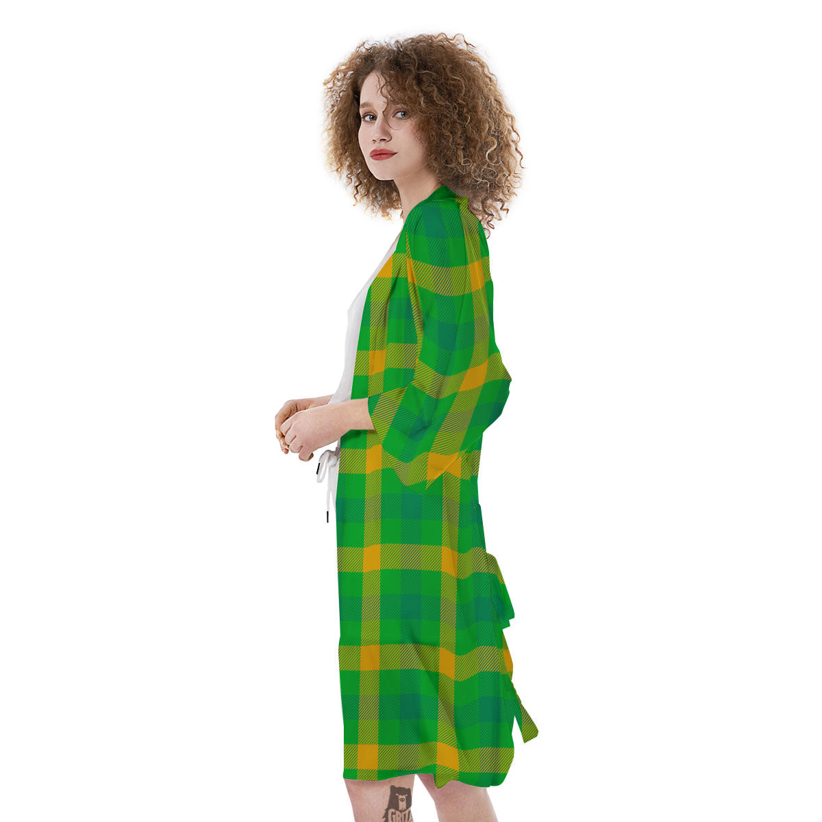 Check Irish Buffalo Print Pattern Kimono-grizzshop