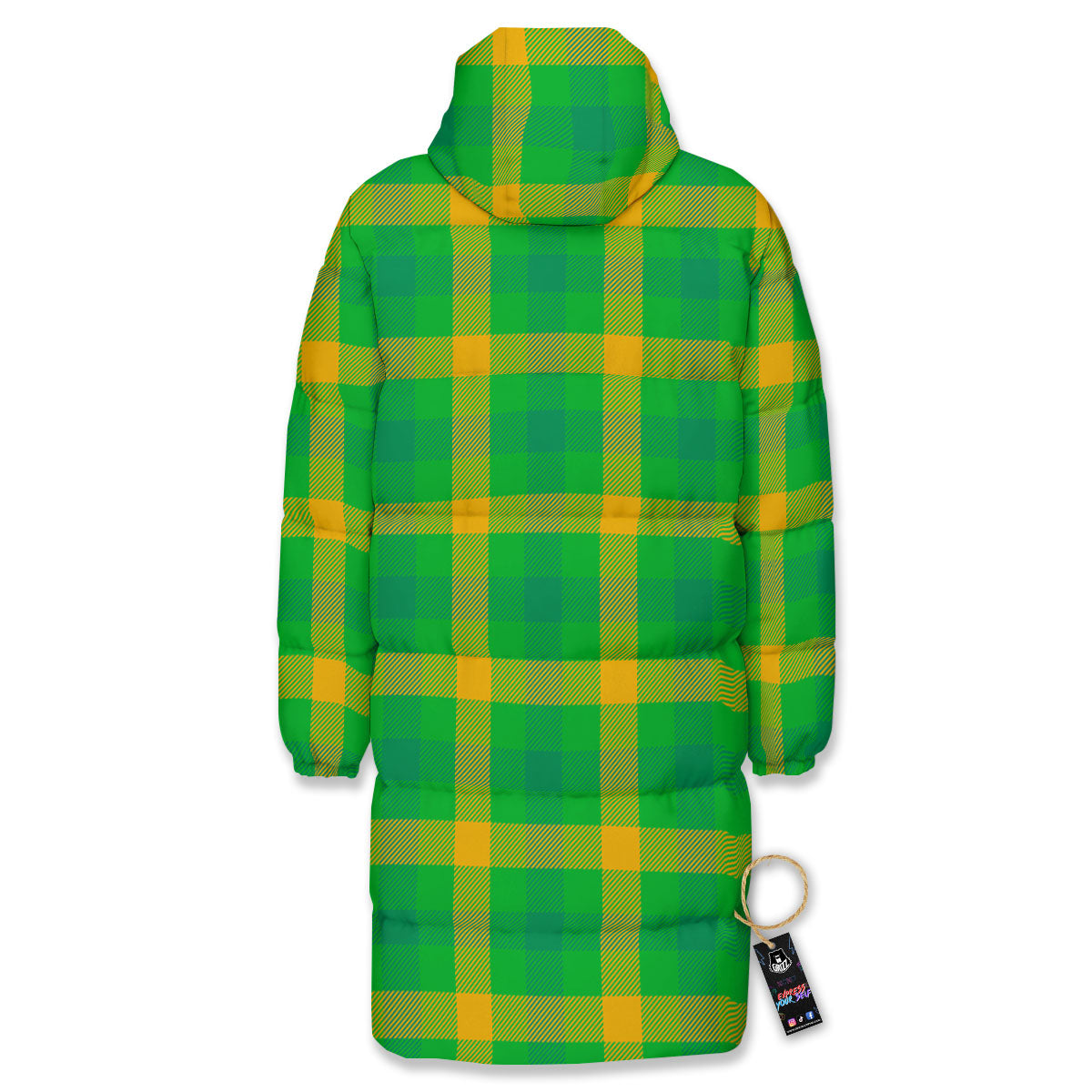 Check Irish Buffalo Print Pattern Long Down Jacket-grizzshop