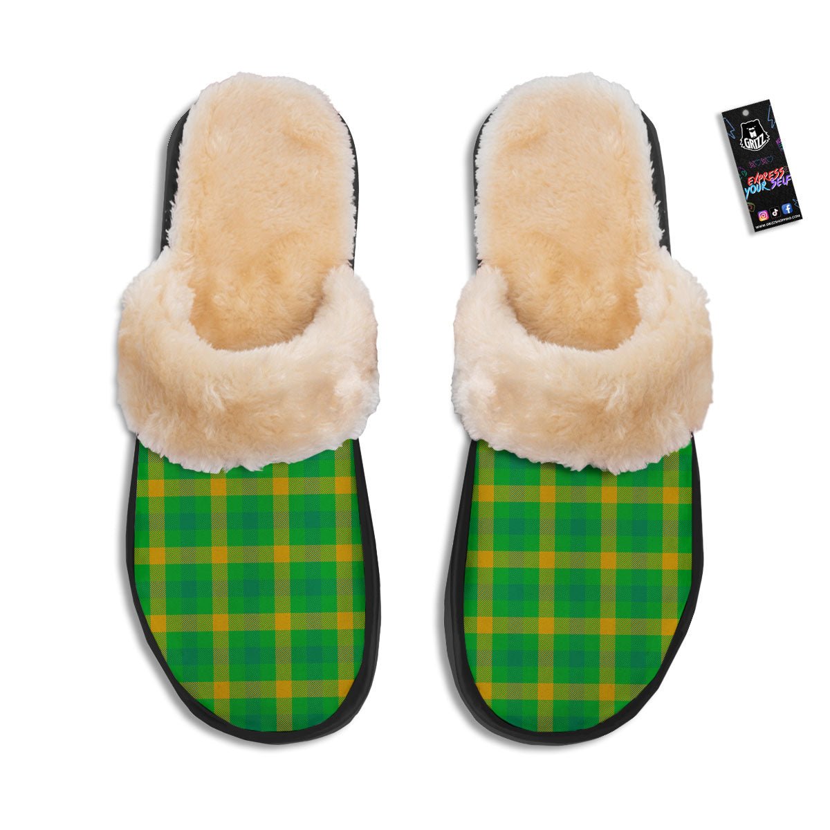 Check Irish Buffalo Print Pattern Slippers-grizzshop