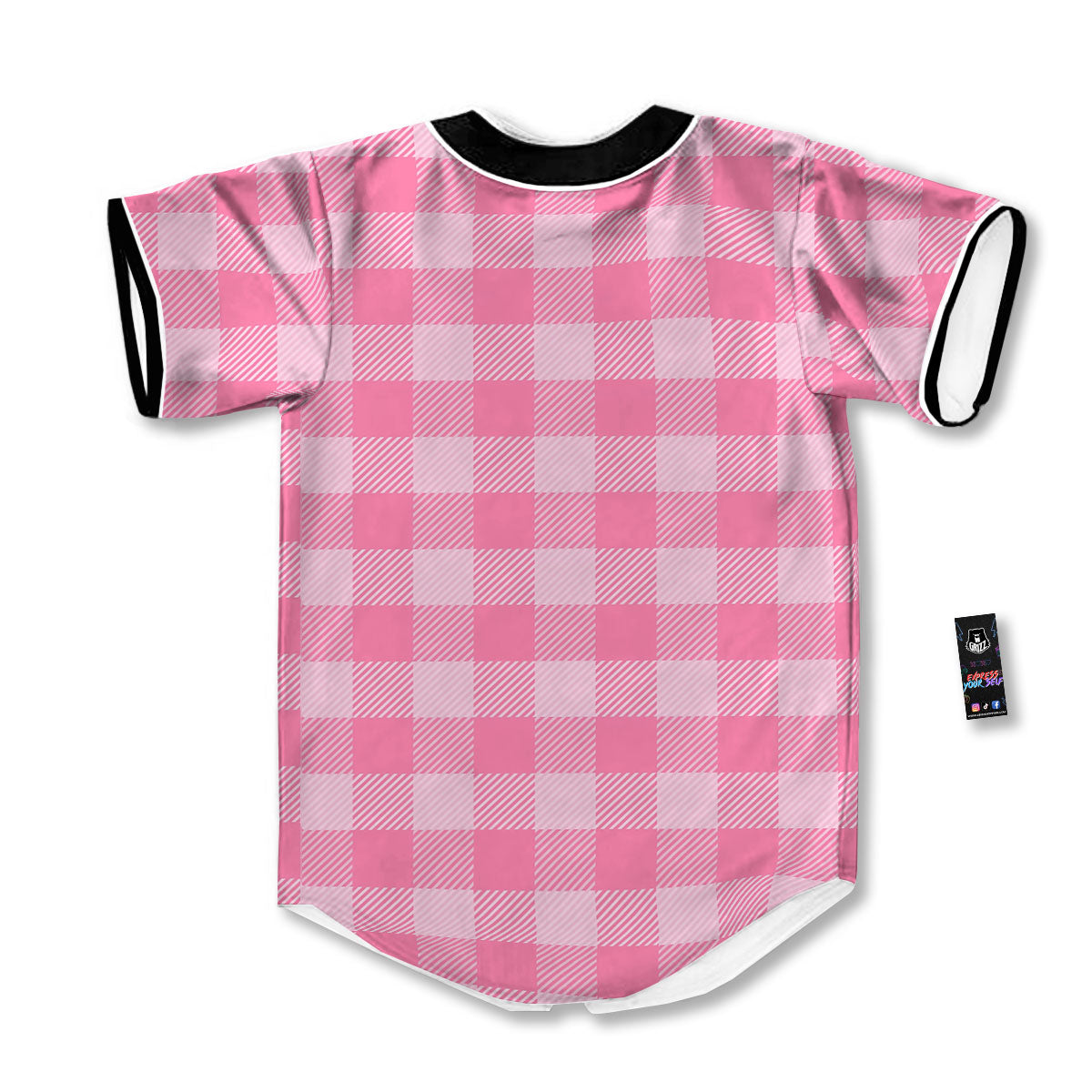 Check Pink Print Pattern Baseball Jersey-grizzshop