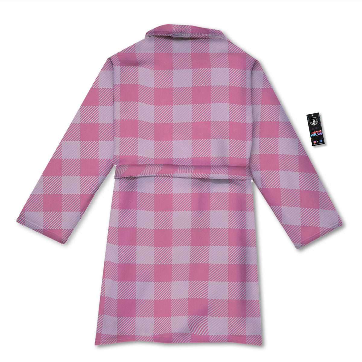 Check Pink Print Pattern Bathrobe-grizzshop