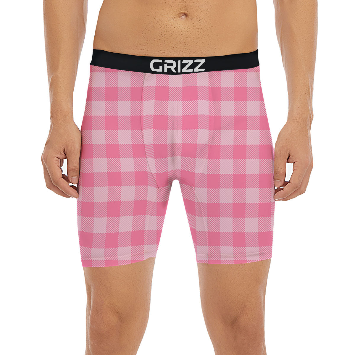 Check Pink Print Pattern Boxer Briefs-grizzshop