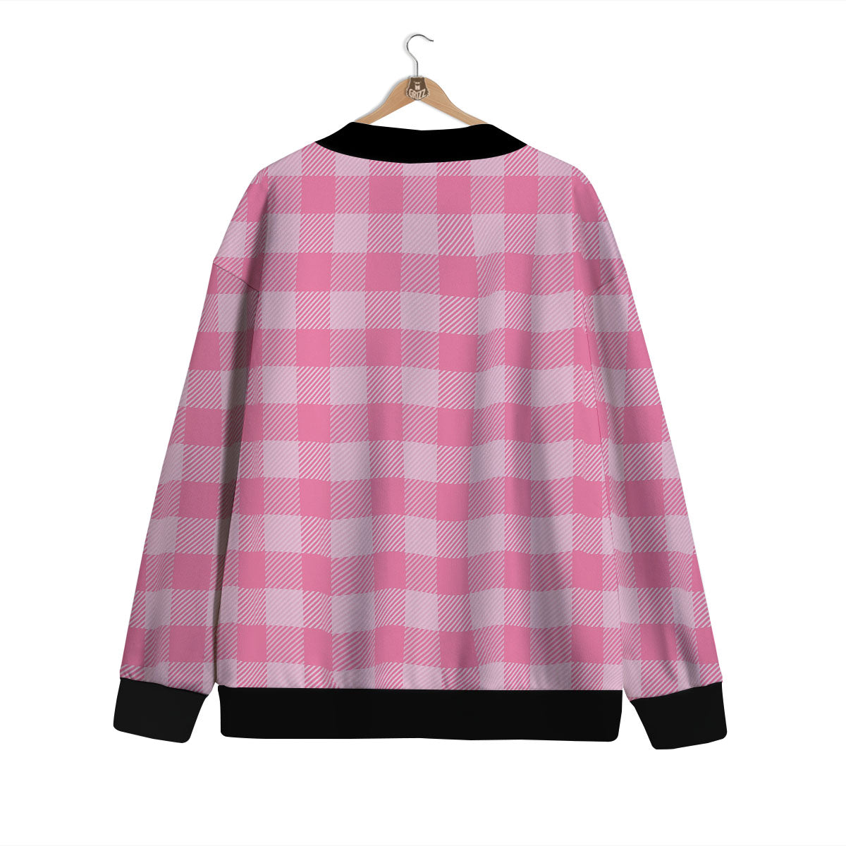 Check Pink Print Pattern Cardigan-grizzshop