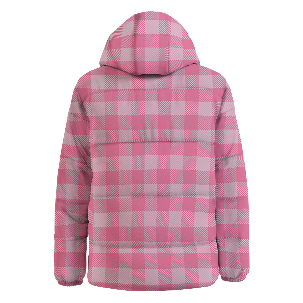 Check Pink Print Pattern Down Jacket-grizzshop
