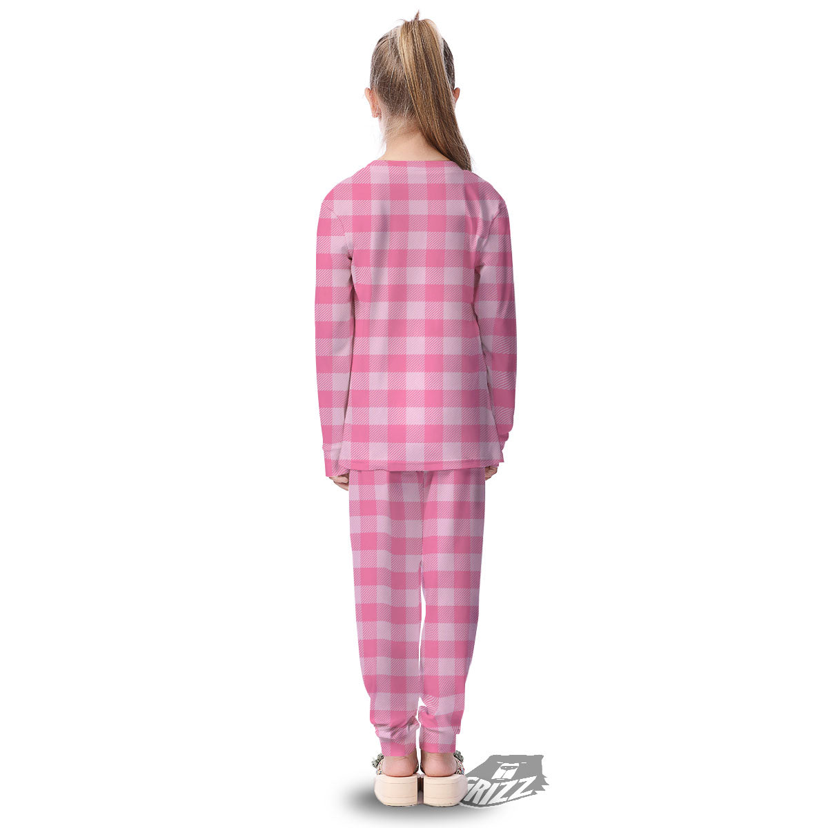 Check Pink Print Pattern Kid's Pajamas-grizzshop