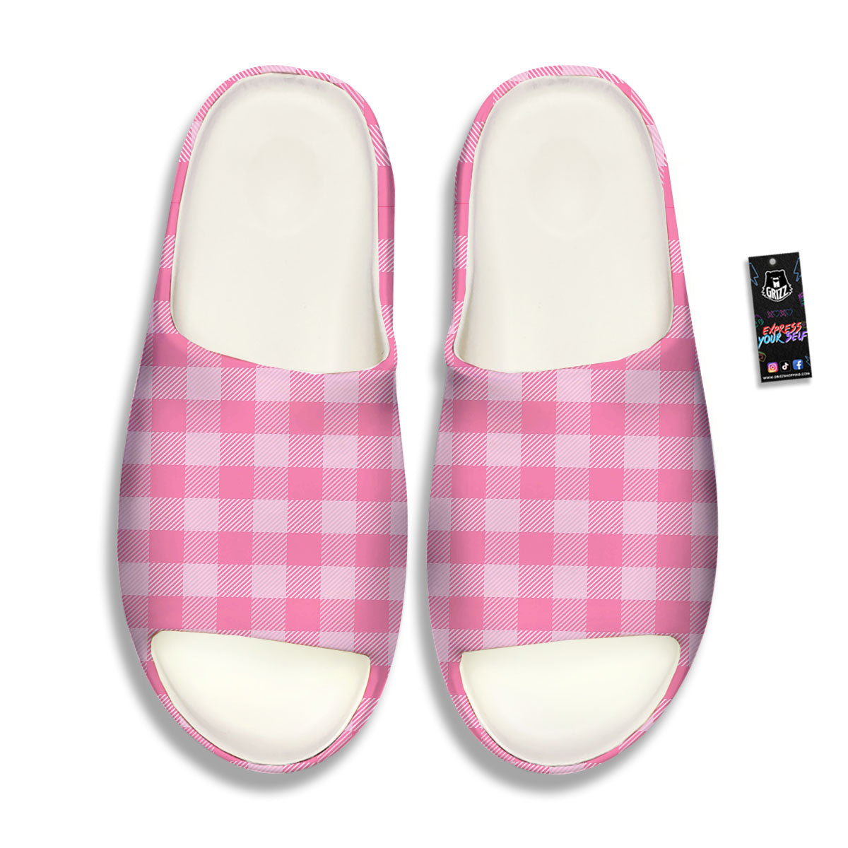 Check Pink Print Pattern Sandals-grizzshop