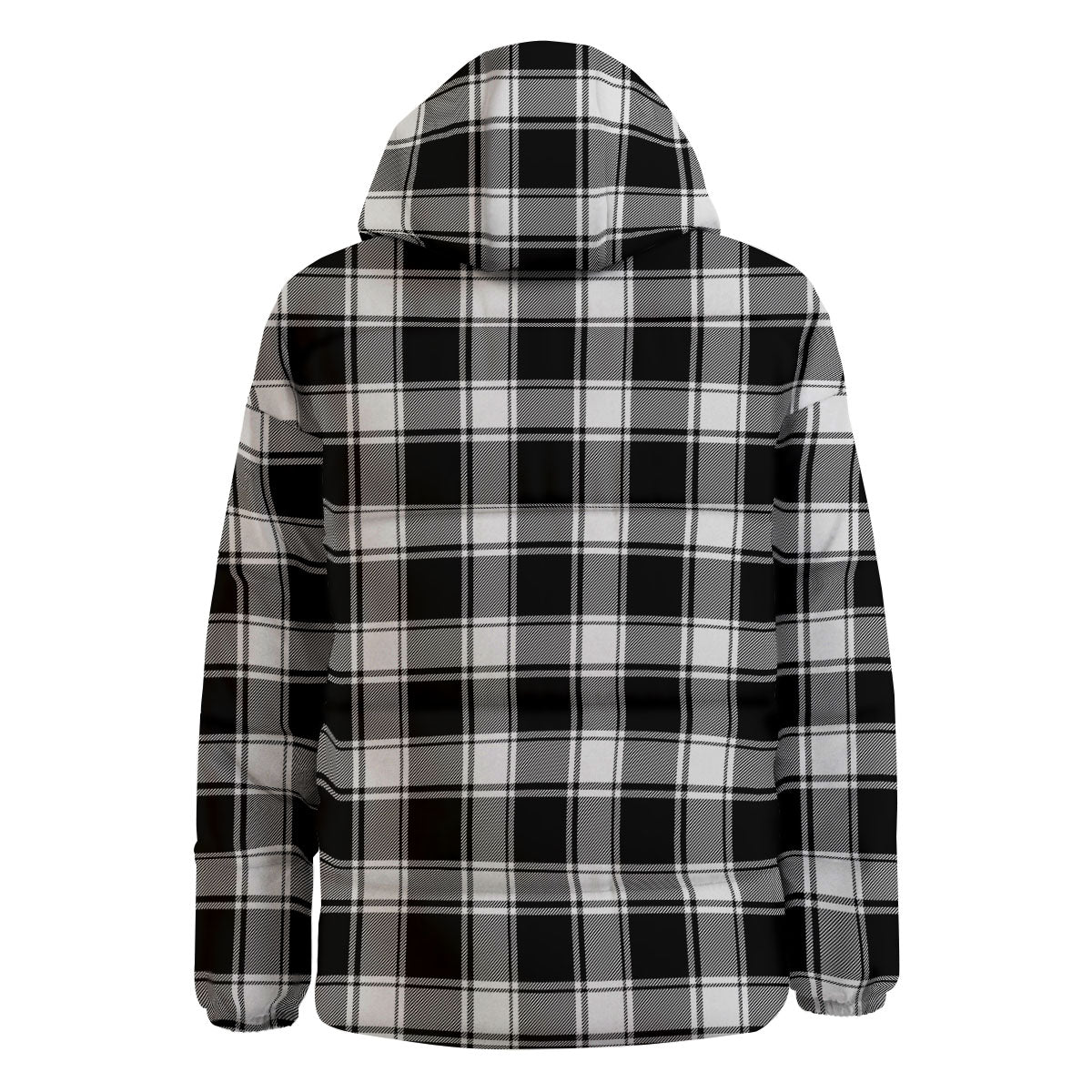 Check White And Black Print Pattern Down Jacket-grizzshop