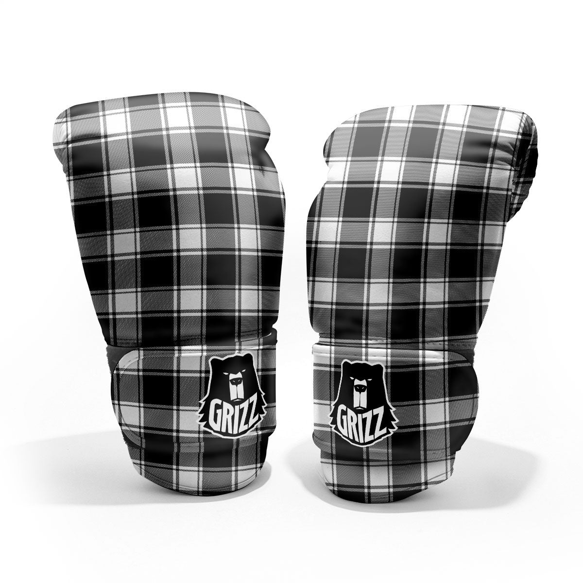 Check White And Black Print Pattern Pro Boxing Glove
