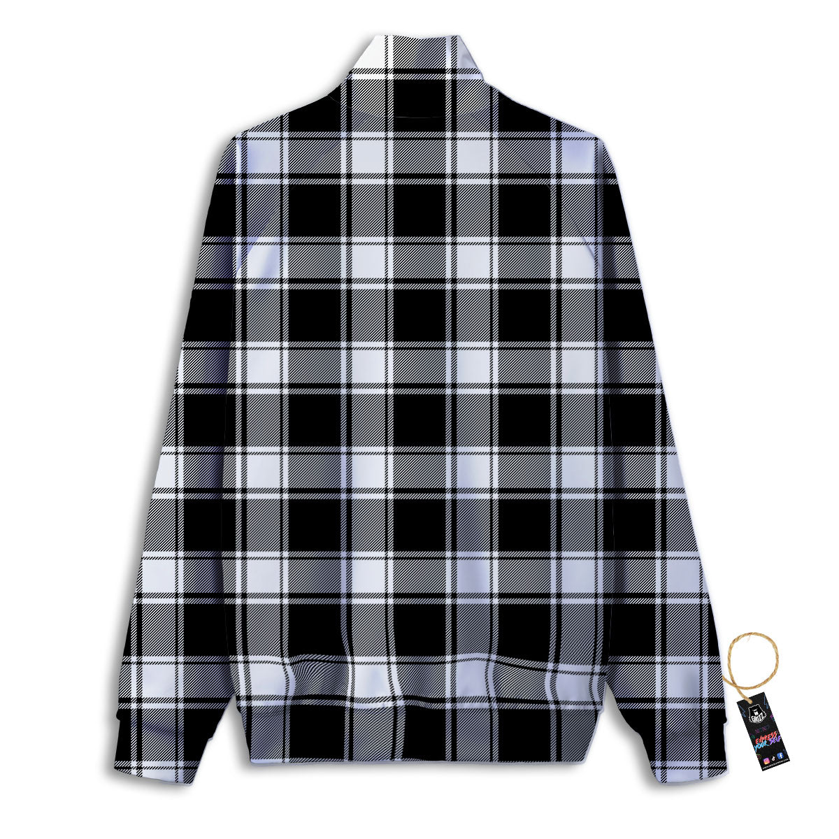 Check White And Black Print Pattern Track Jacket-grizzshop