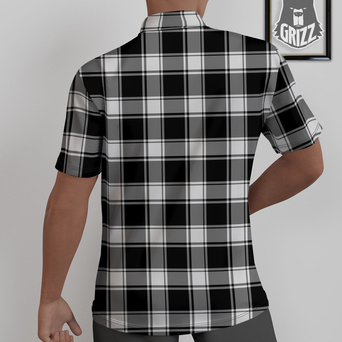 Check White And Black Print Pattern Untucked Shirts-grizzshop