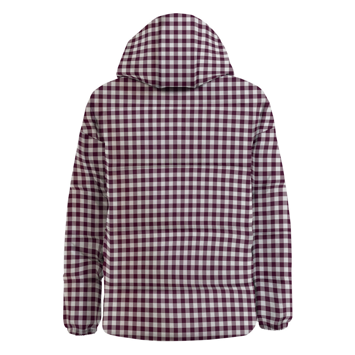 Check White And Burgundy Print Pattern Down Jacket-grizzshop