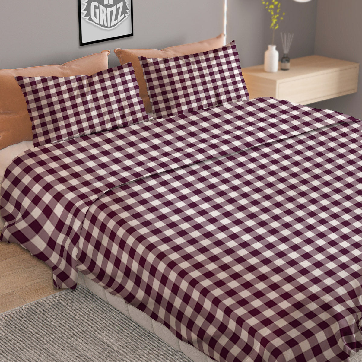 Cube Shape Grey Geometric Print Pattern Duvet Cover Bedding Set