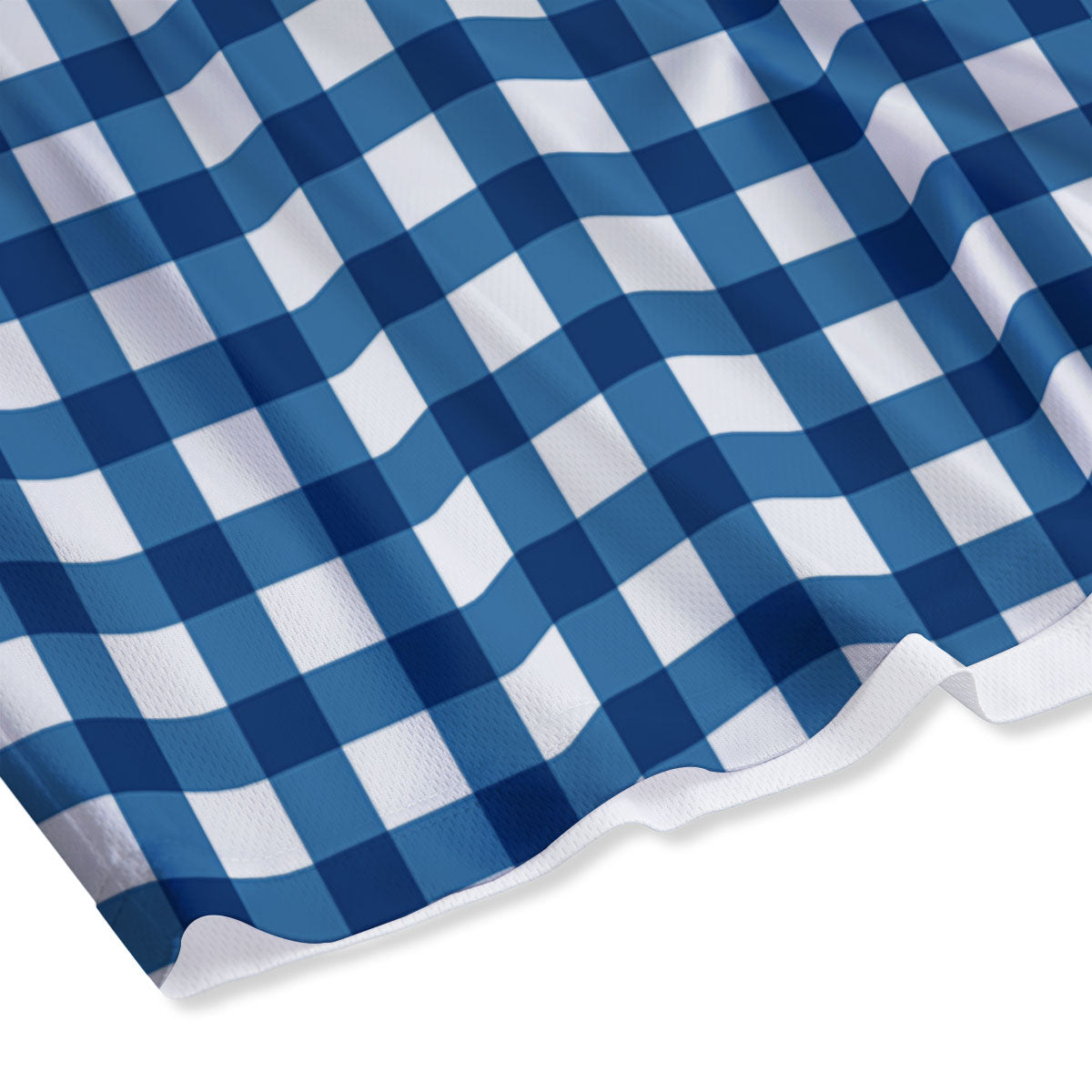 Check White And Navy Print Pattern Mesh Shorts