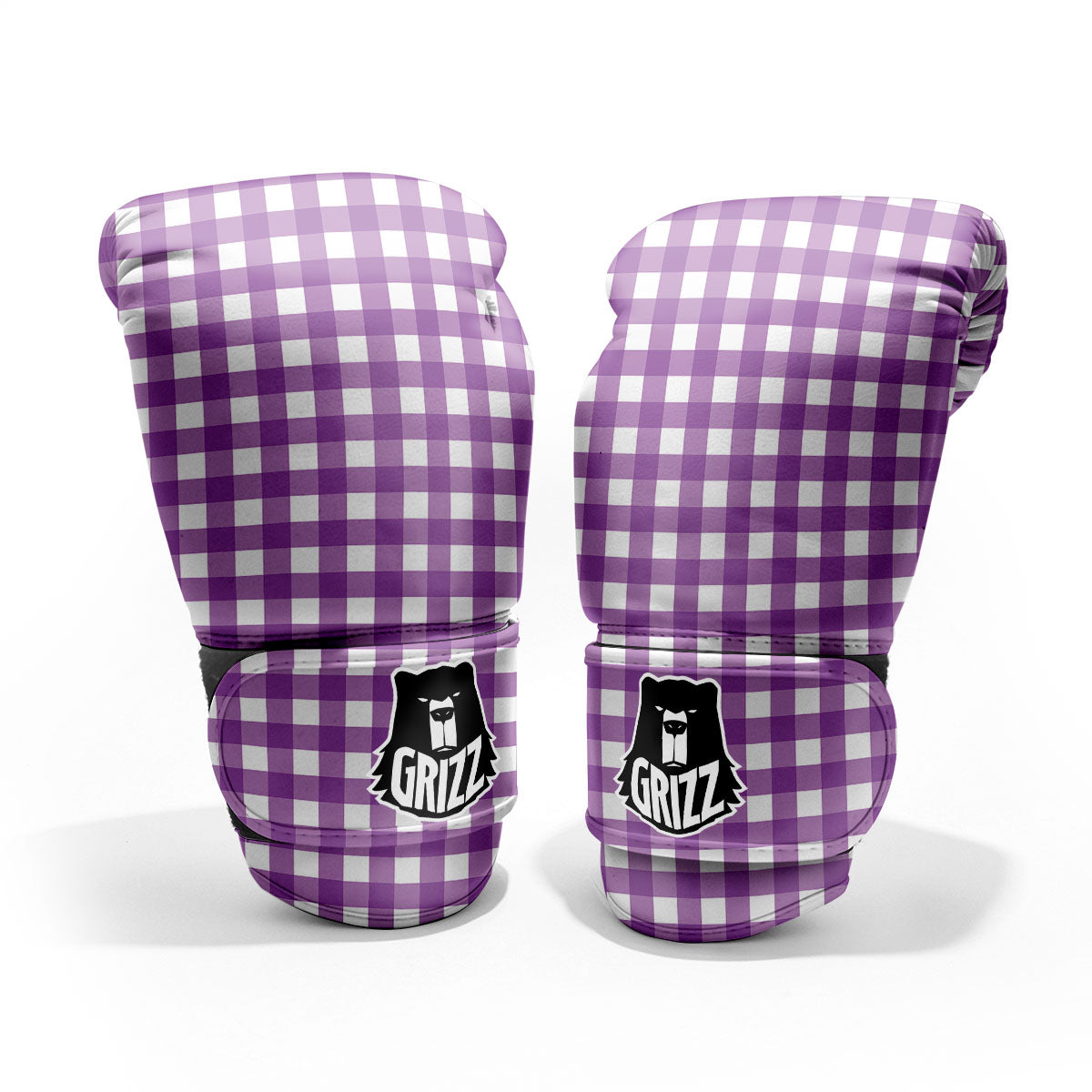 Check White And Purple Print Pattern Pro Boxing Glove