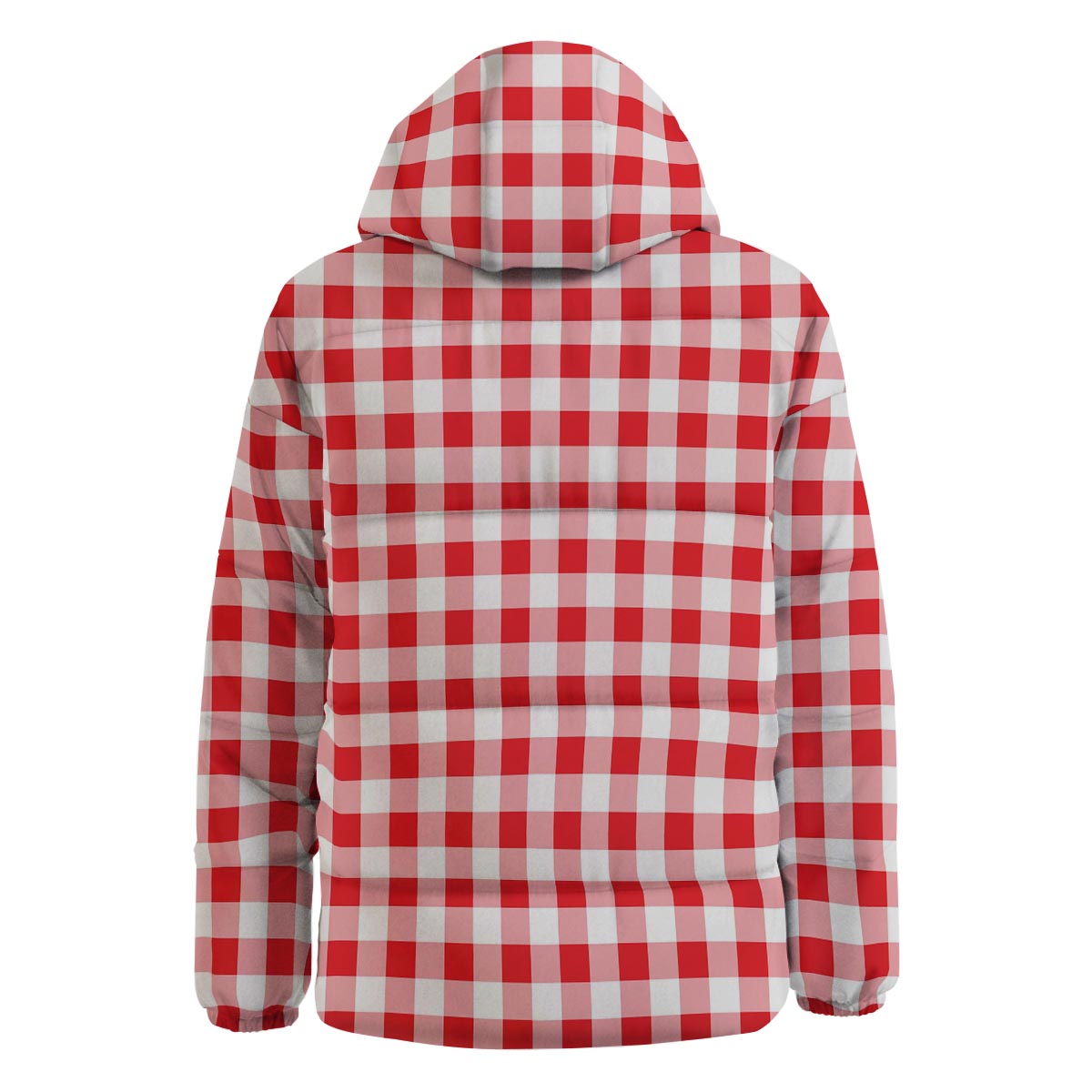 Check White And Red Print Pattern Down Jacket-grizzshop