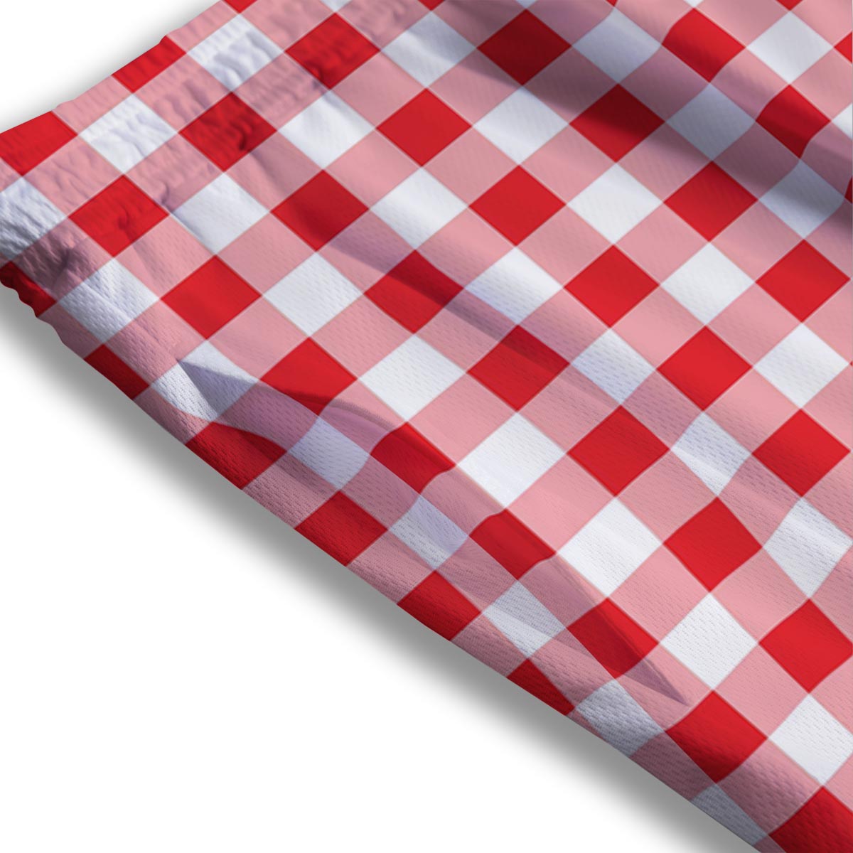 Check White And Red Print Pattern Mesh Shorts