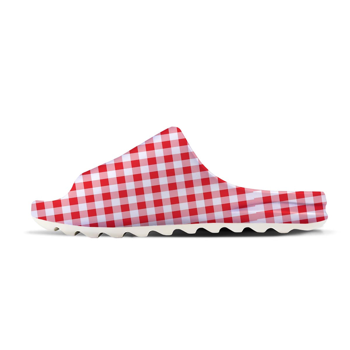 Check White And Red Print Pattern Sandals-grizzshop