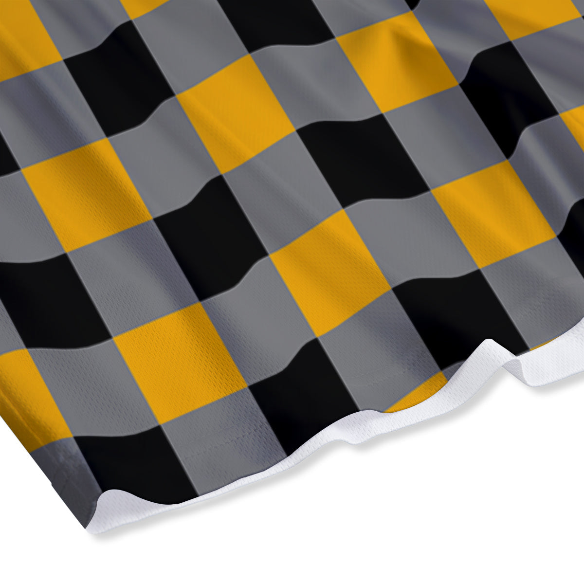 Check Yellow And Black Print Pattern Mesh Shorts