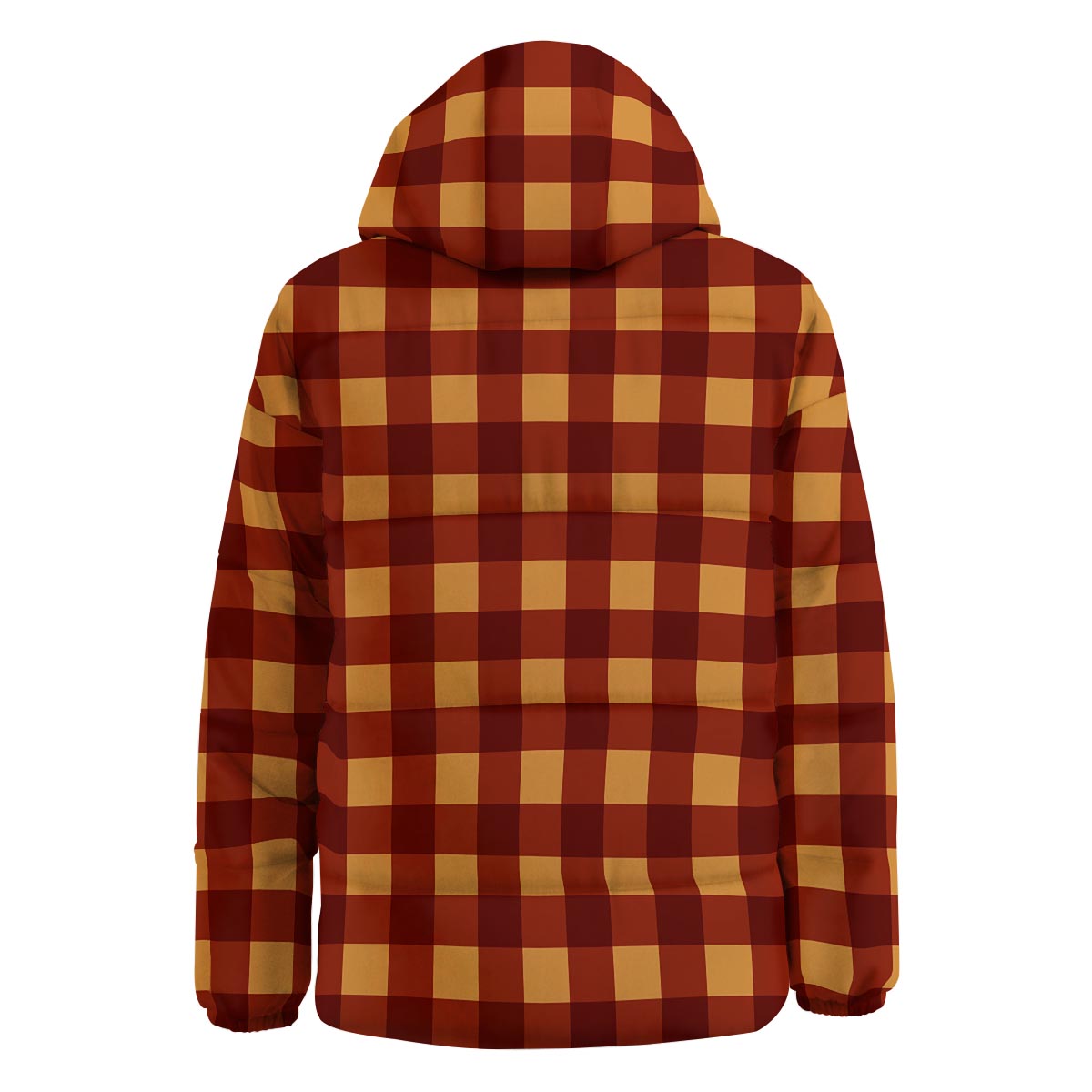 Check Yellow And Red Print Pattern Down Jacket-grizzshop