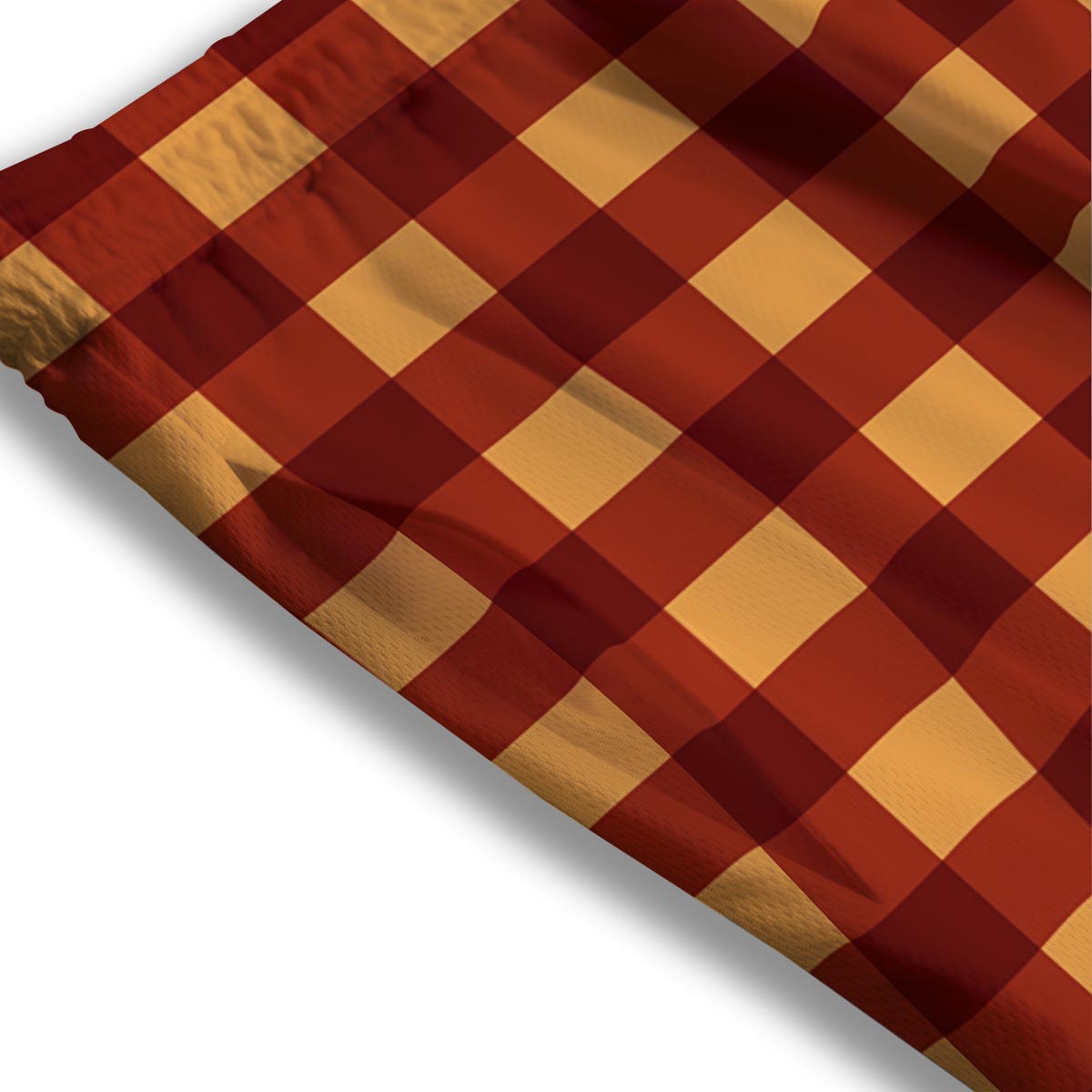Check Yellow And Red Print Pattern Mesh Shorts