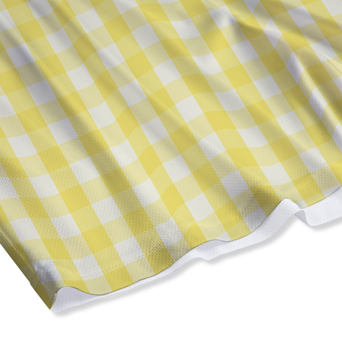Check Yellow And White Print Pattern Mesh Shorts