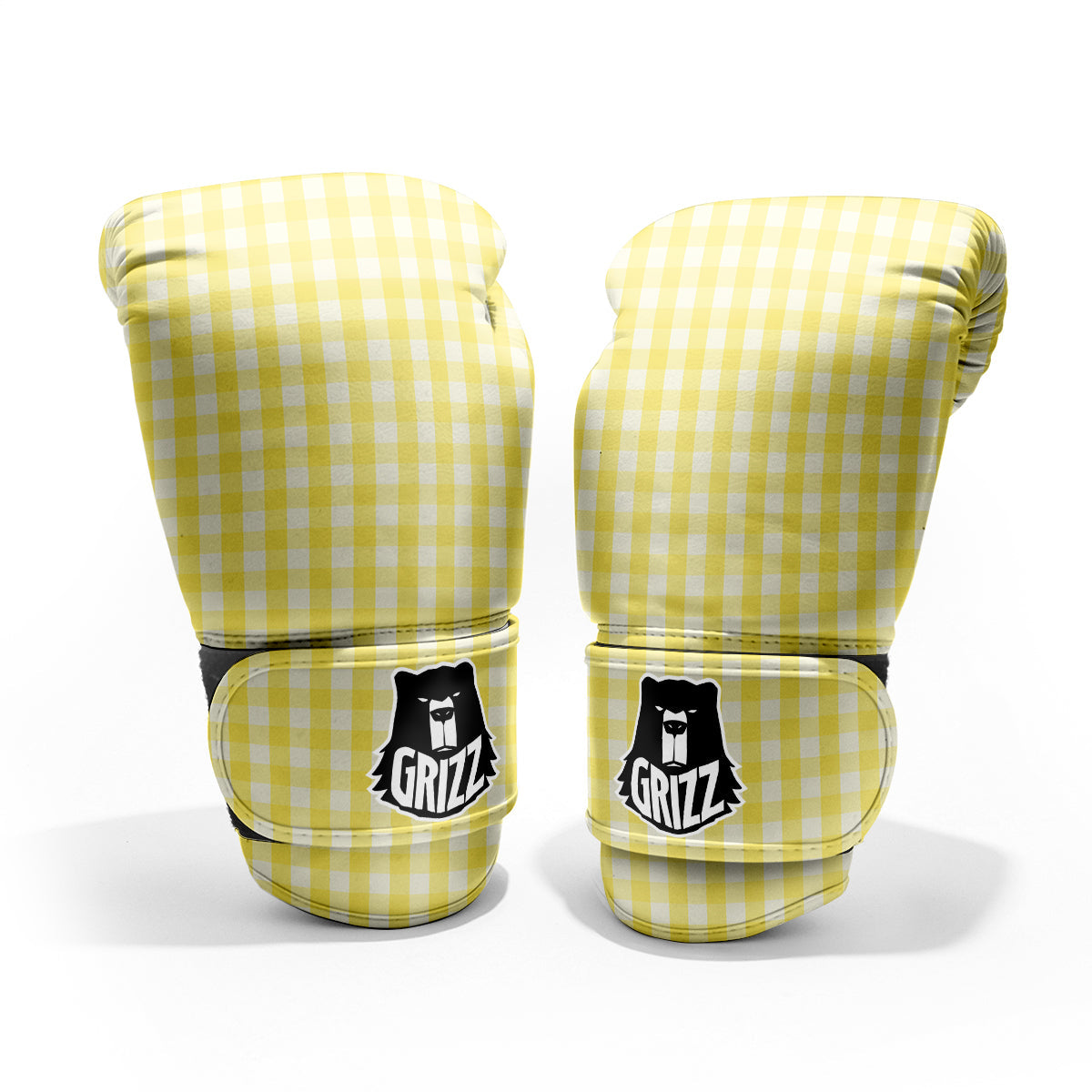 Check Yellow And White Print Pattern Pro Boxing Glove