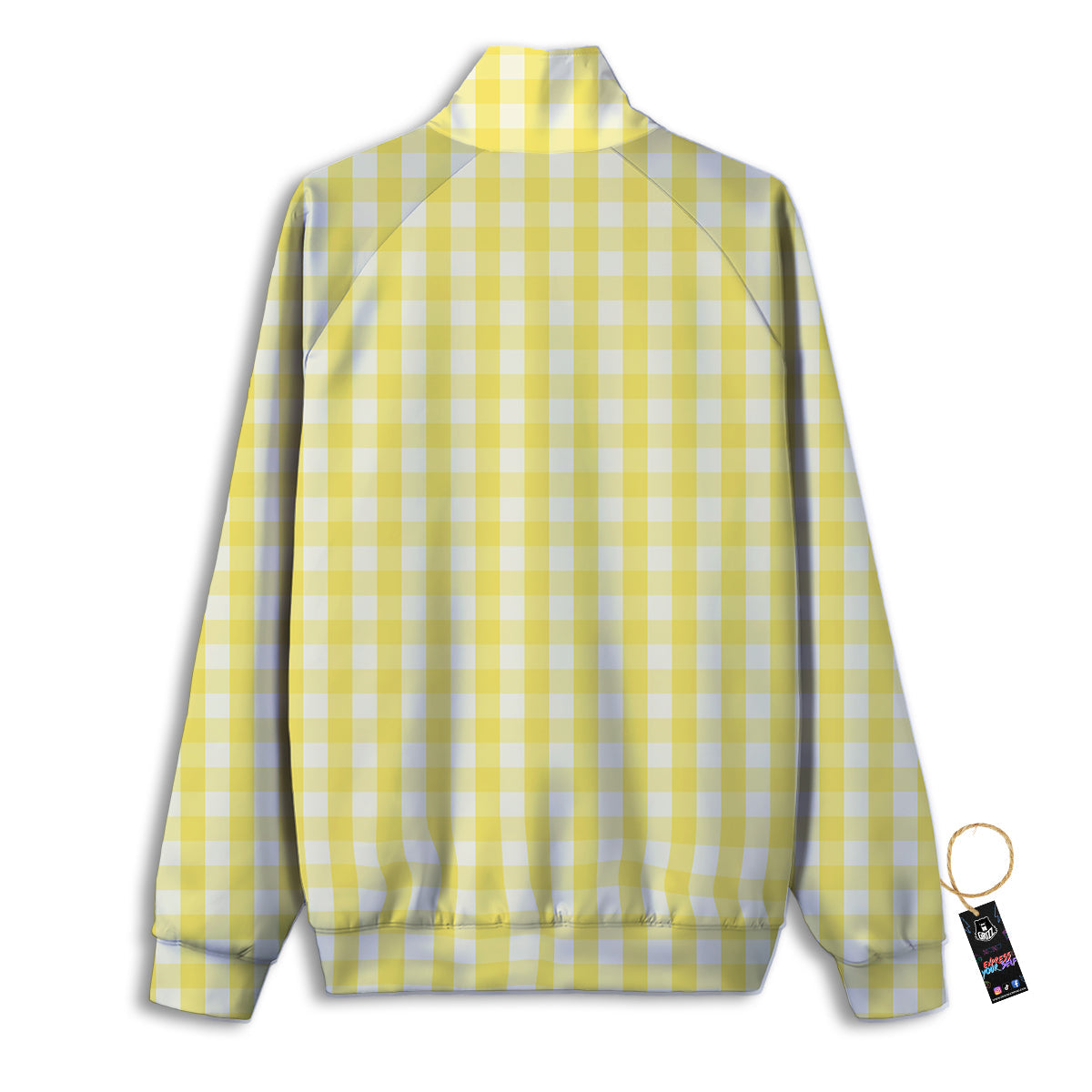 Check Yellow And White Print Pattern Track Jacket-grizzshop