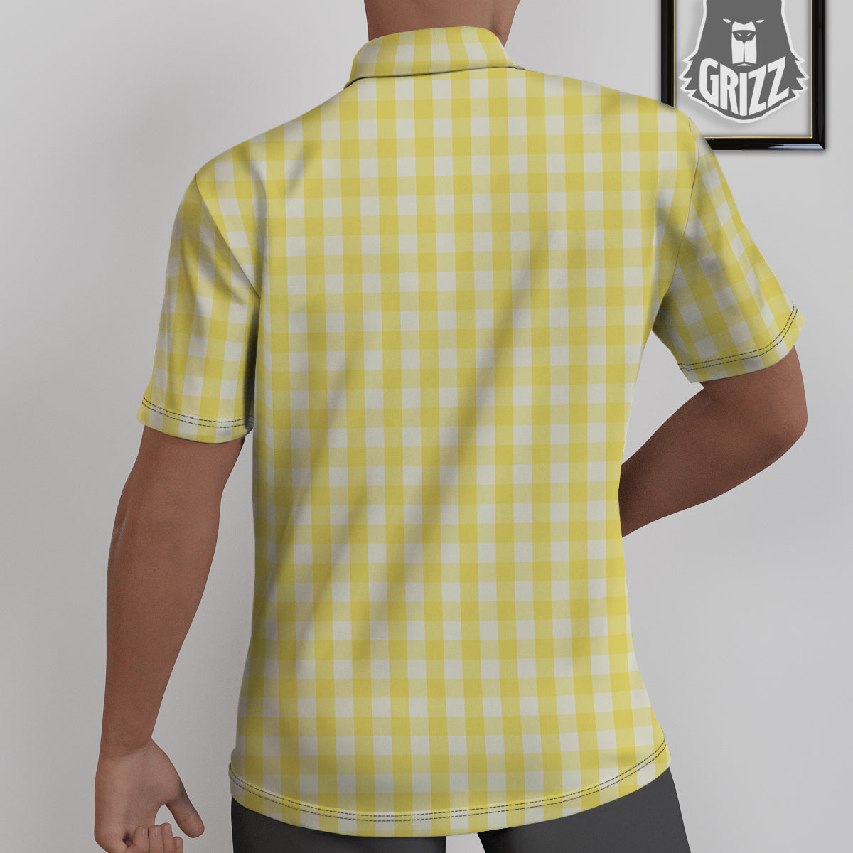 Check Yellow And White Print Pattern Untucked Shirts-grizzshop