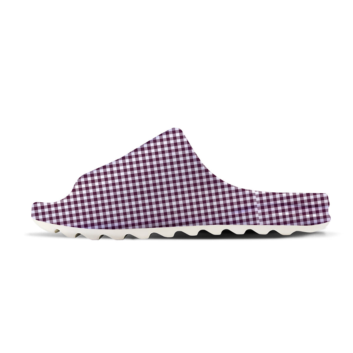 Check White And Burgundy Print Pattern Sandals-grizzshop