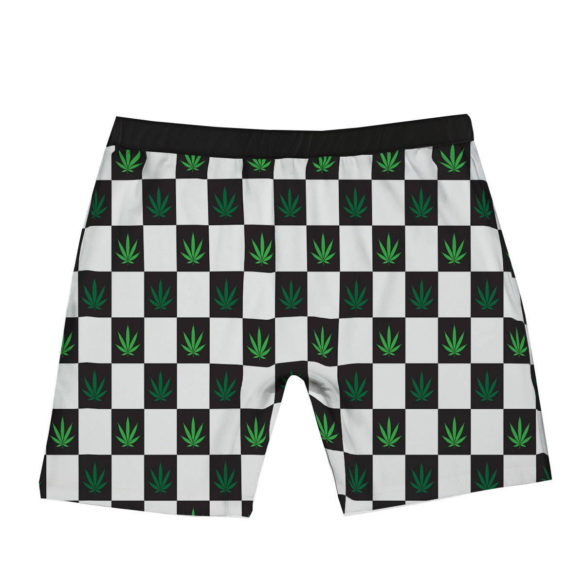 Checked Green Weed Print Pattern Boxer Briefs-grizzshop