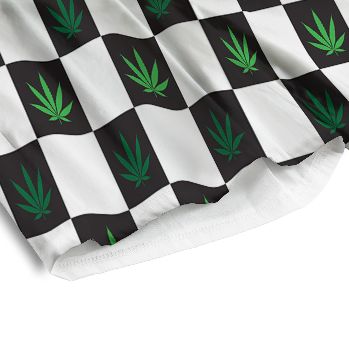 Checked Green Weed Print Pattern Men's Athletic Shorts