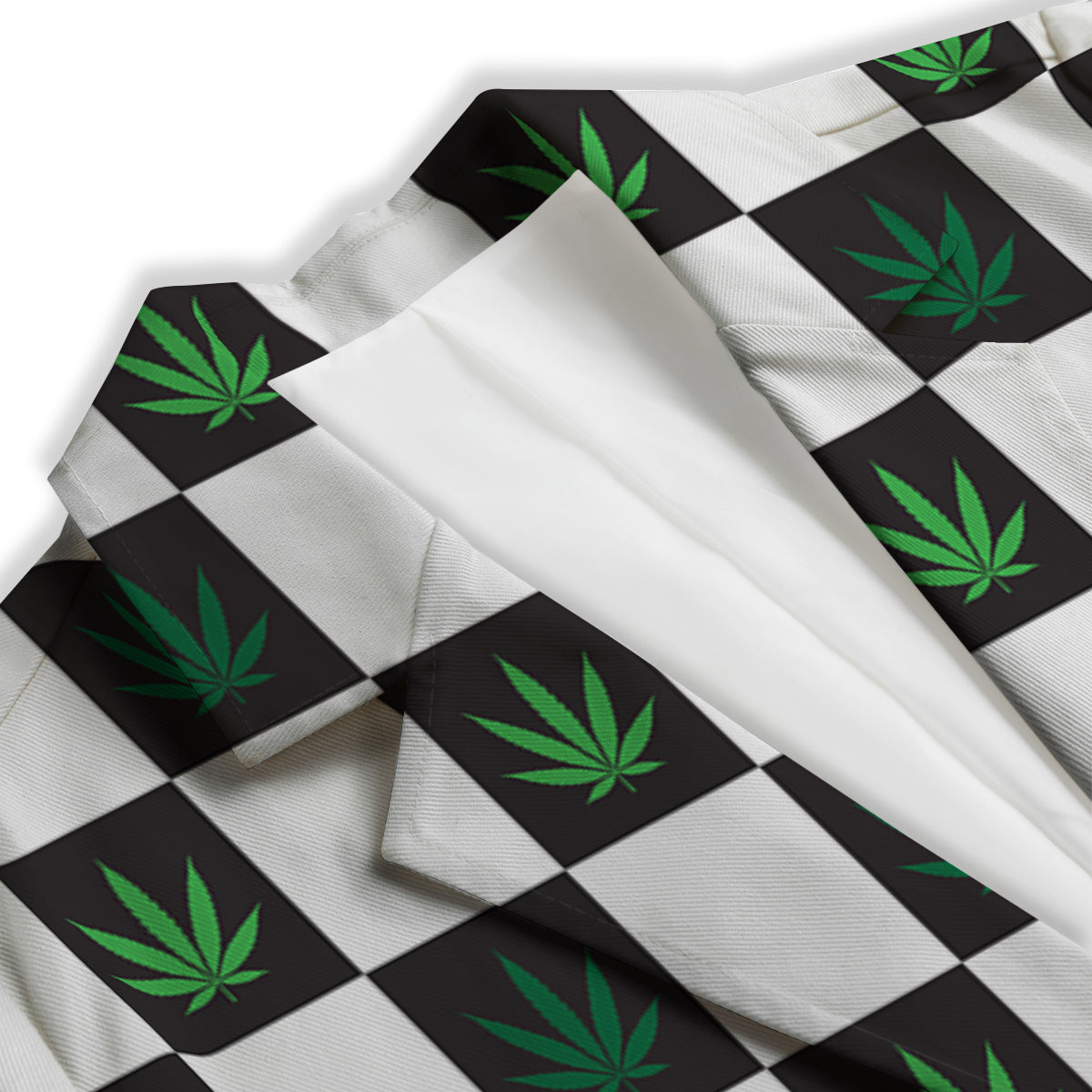 Checked Green Weed Print Pattern Women's Blazer-grizzshop