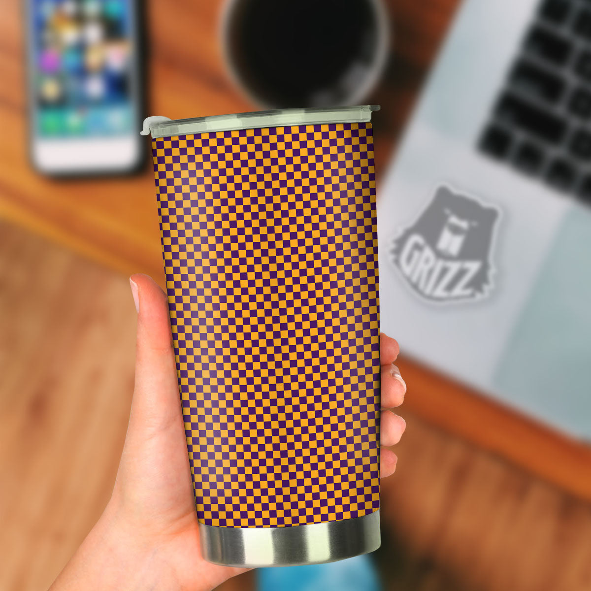 Checked Halloween Print Pattern Tumbler-grizzshop
