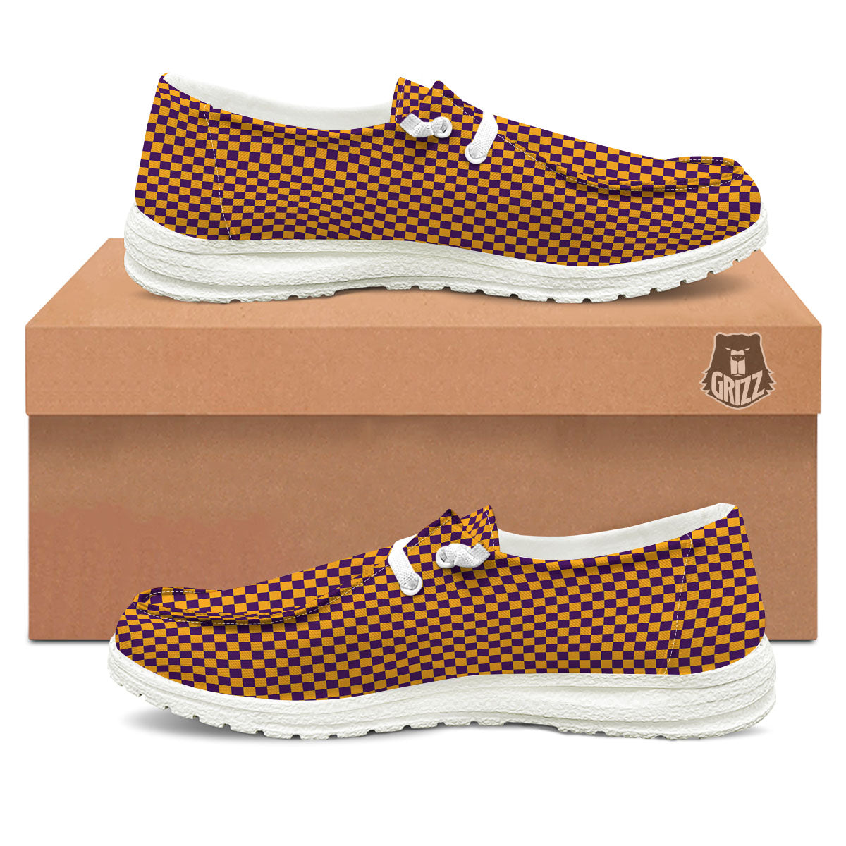 Checked Halloween Print Pattern White Loafers-grizzshop
