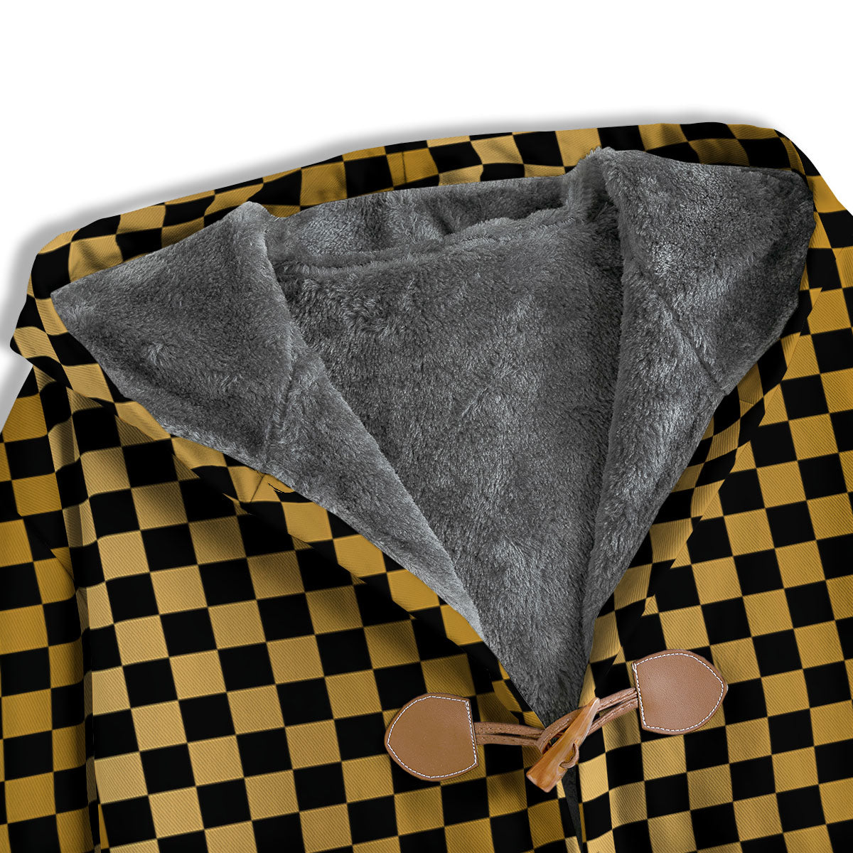 Checkered Black And Gold Print Pattern Men's Windbreaker Jacket-grizzshop
