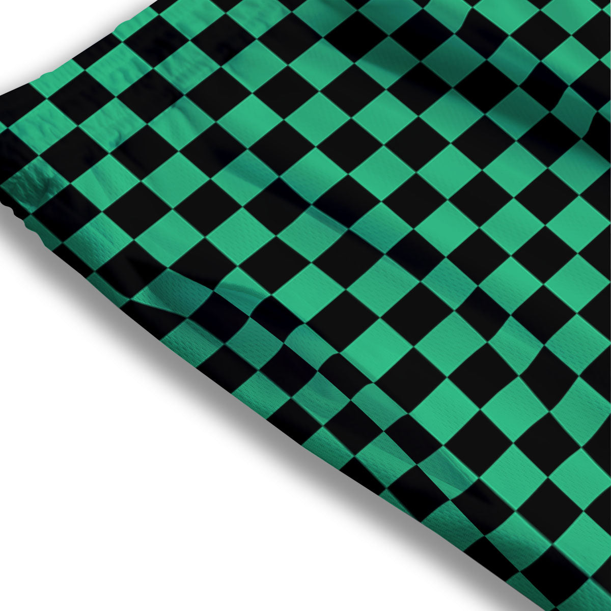 Checkered Black And Green Print Pattern Mesh Shorts