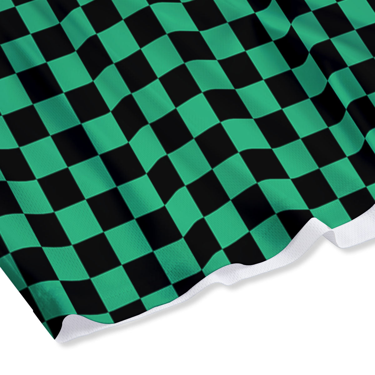 Checkered Black And Green Print Pattern Mesh Shorts
