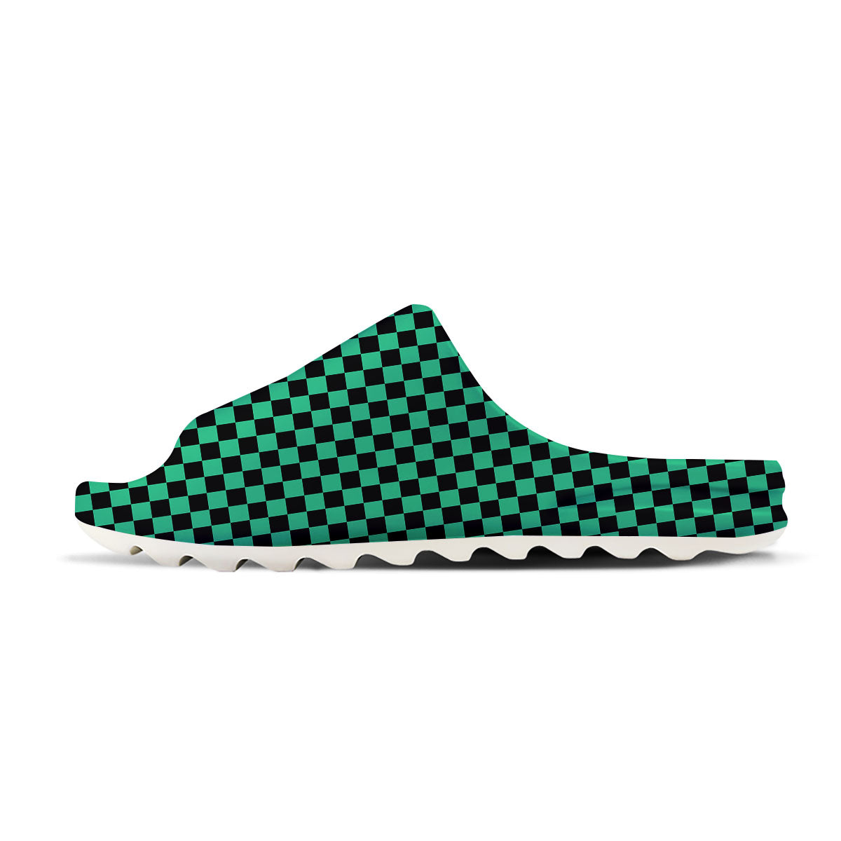 Checkered Black And Green Print Pattern Sandals-grizzshop