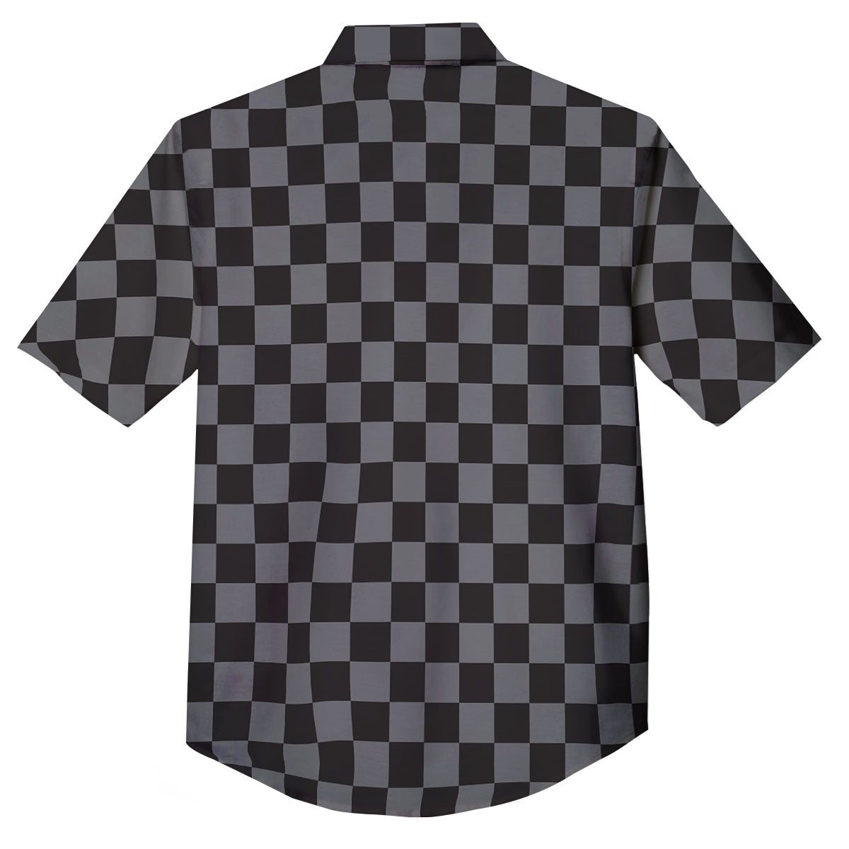 Checkered Black And Grey Print Pattern Button Up Shirt-grizzshop