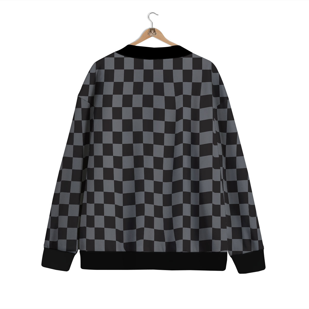 Checkered Black And Grey Print Pattern Cardigan-grizzshop