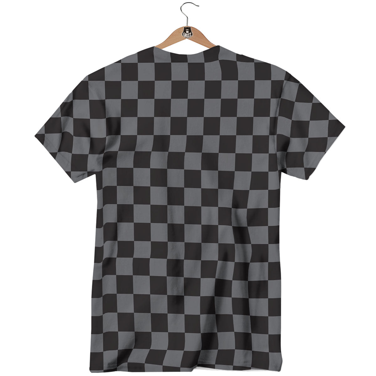 Checkered Black And Grey Print Pattern T-Shirt-grizzshop