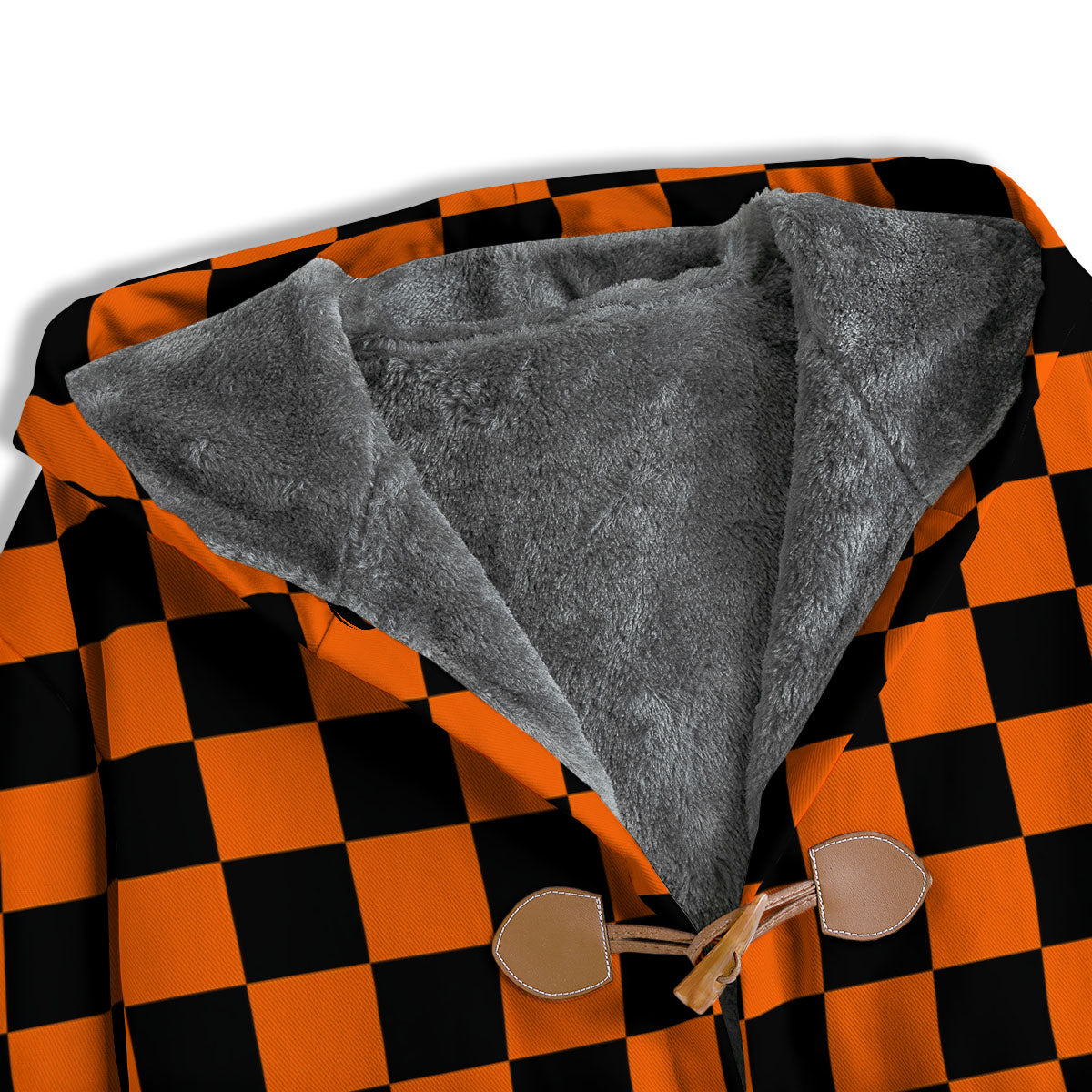 Checkered Black And Orange Print Pattern Men's Windbreaker Jacket-grizzshop