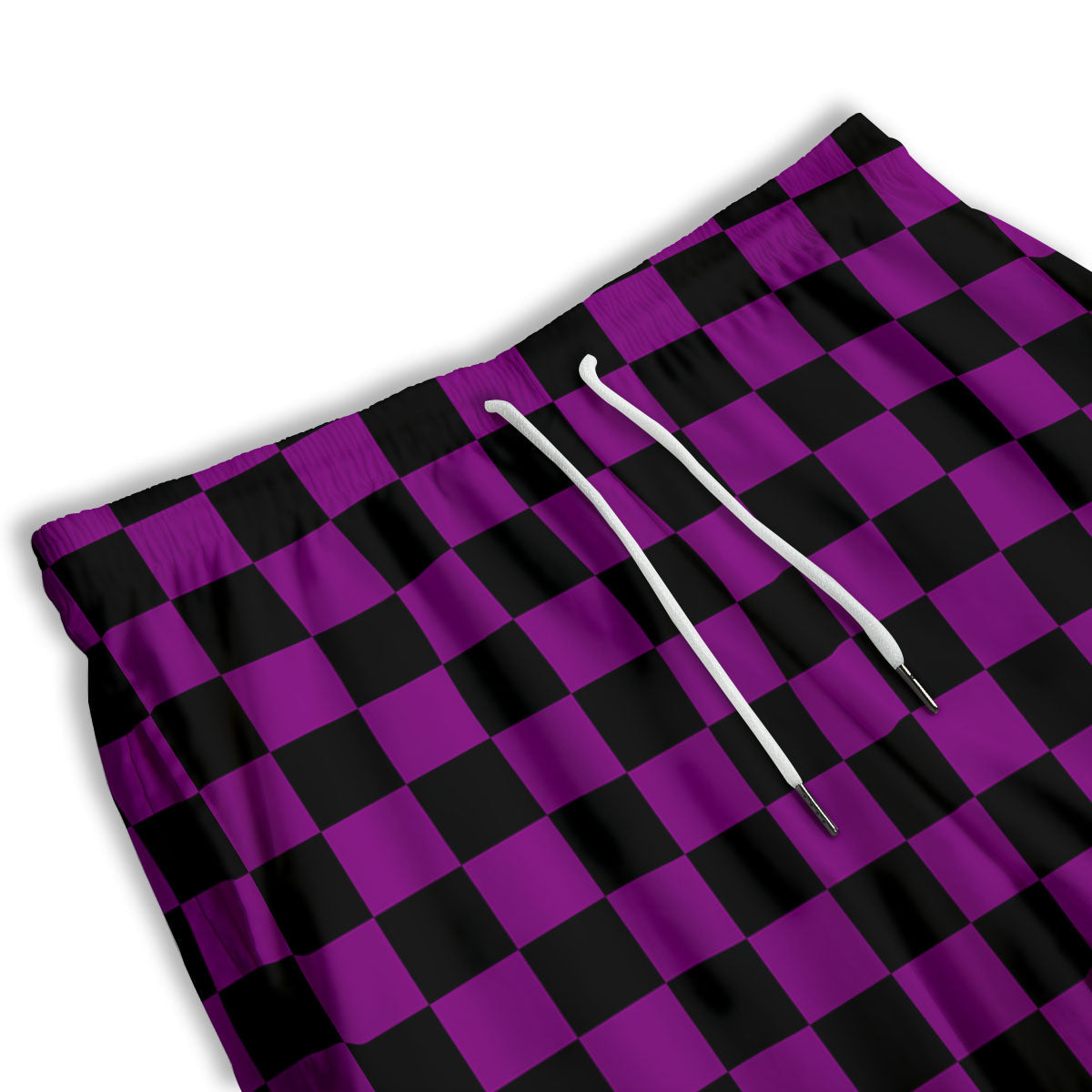 Checkered Black And Purple Print Pattern Men's Athletic Shorts
