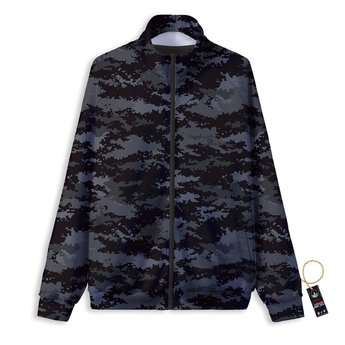 Checkered Black And Purple Print Pattern Track Jacket-grizzshop