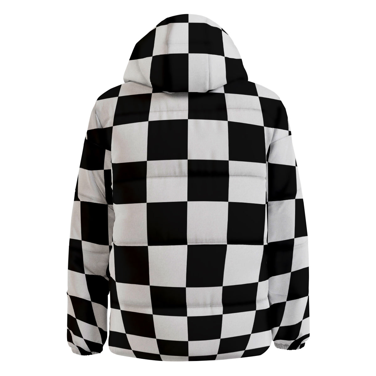 Checkered Board And Convex Shape Print Down Jacket-grizzshop