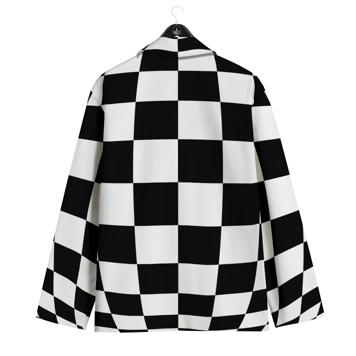 Checkered Board And Convex Shape Print Men's Sport Coat-grizzshop