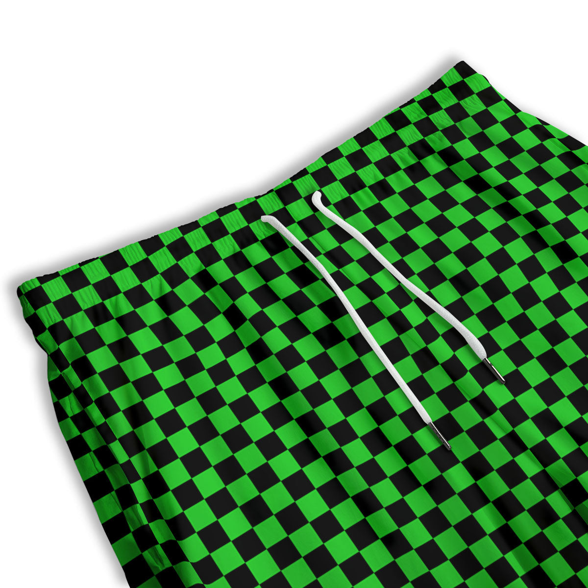 Checkered Green And Black Print Men's Athletic Shorts