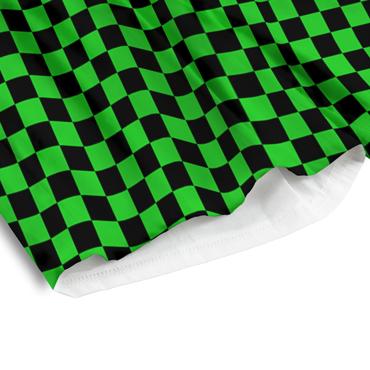 Checkered Green And Black Print Men's Athletic Shorts