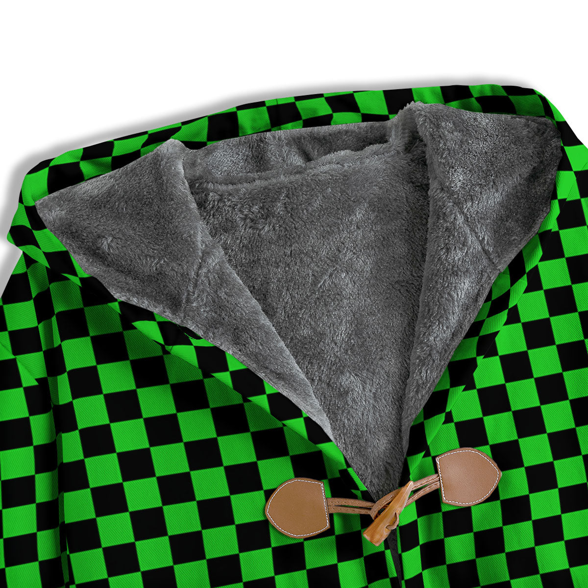 Checkered Green And Black Print Men's Windbreaker Jacket-grizzshop